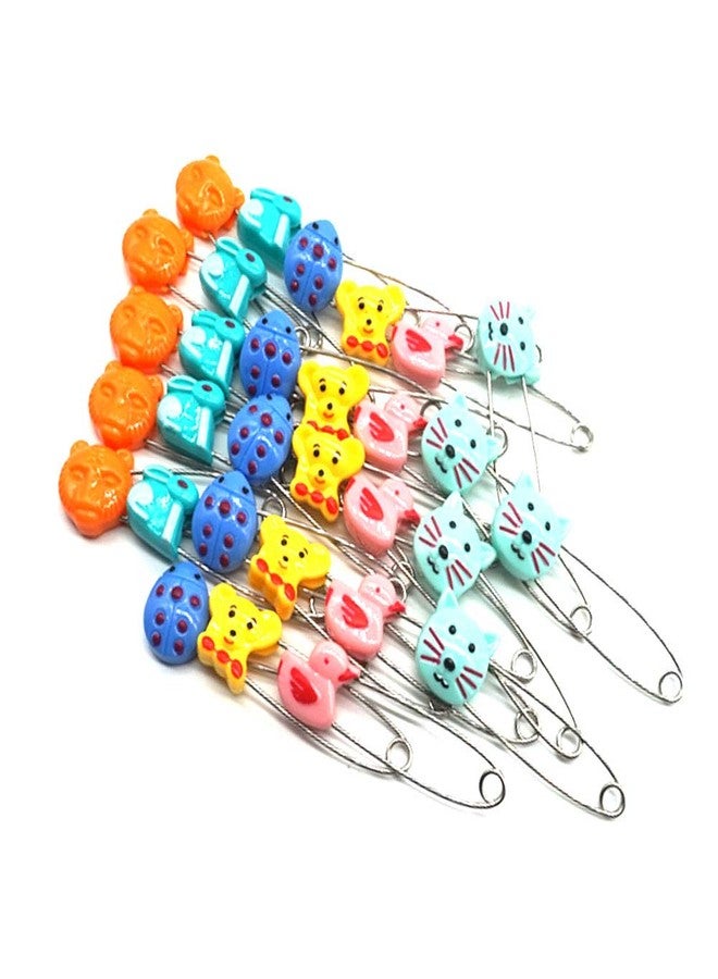 GTONEE Adorable Animal Baby Safety Pins Secure Clips for Fastening Baby Clothes Diaper Napkins Stainless Steel 5CM 30PCS - Image 2